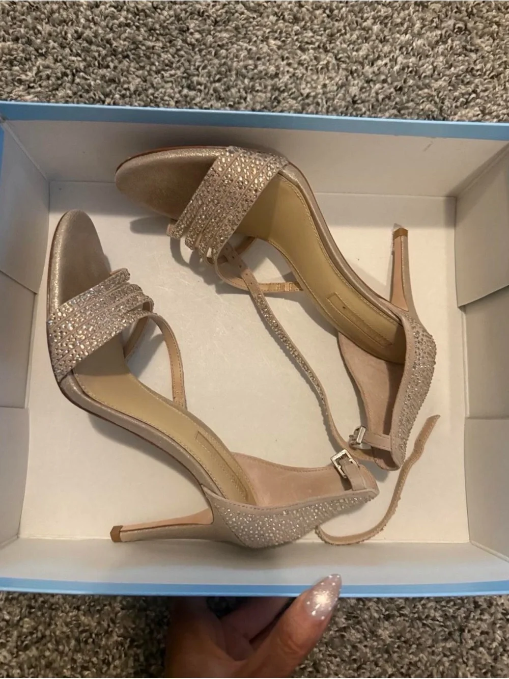 Antonio Melani Women's Sparkle Strappy High Heel Sandals - nude